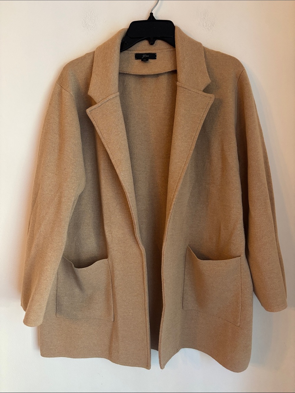 J. Crew Women’s sweater knit blazer Open Front Camel Coatigan Jacket XL Classic